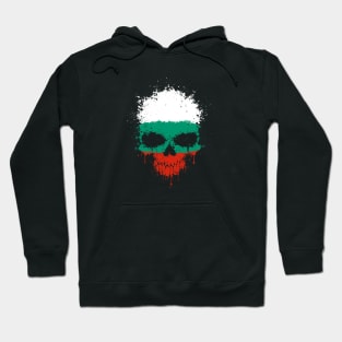 Chaotic Bulgarian Flag Splatter Skull Hoodie